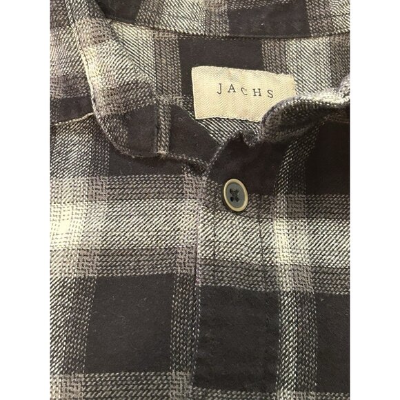 JACHS Flannel Shirt Mens Sz XL Black White Plaid Button Down Long Sleeves Cotton - Picture 6 of 9